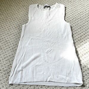 Zara Women’s White Ribbed Crinkled Tank Top Shirt Blouse Small S Neutral Top